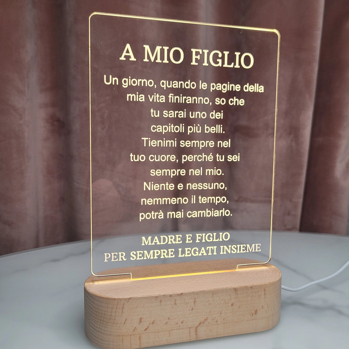 A MIO FIGLIO | PER SEMPRE LEGATI INSIEME | LAMPADA IN ACRILICO