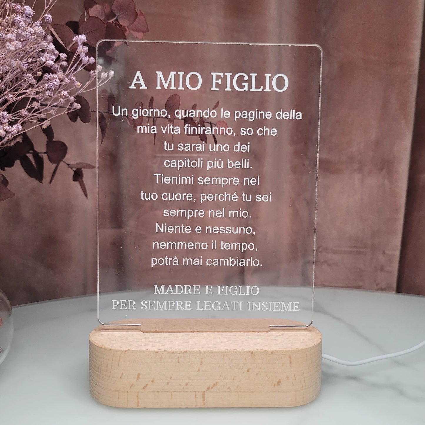 A MIO FIGLIO | PER SEMPRE LEGATI INSIEME | LAMPADA IN ACRILICO