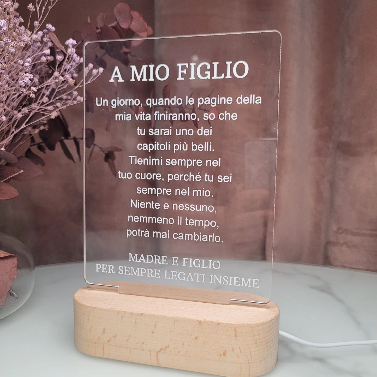 A MIO FIGLIO | PER SEMPRE LEGATI INSIEME | LAMPADA IN ACRILICO