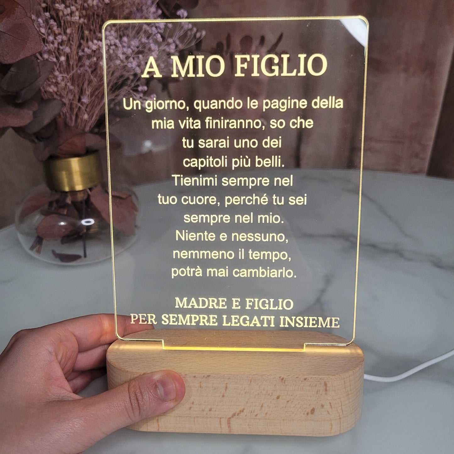 A MIO FIGLIO | PER SEMPRE LEGATI INSIEME | Lampada in acrilico