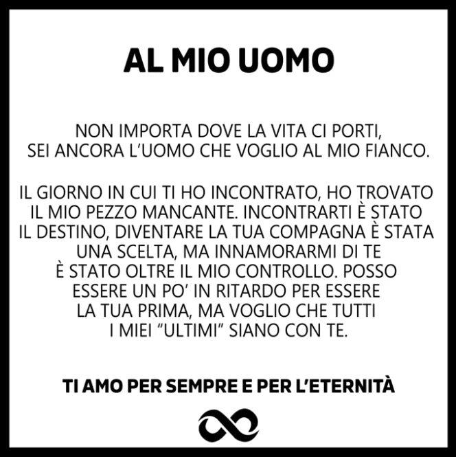 "Al mio uomo" – Bracciale Infinito