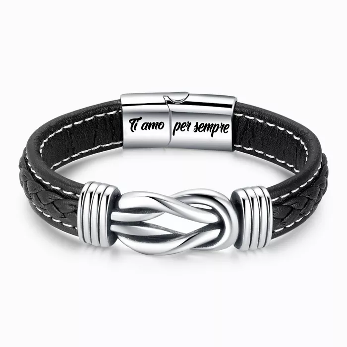 "A Mio Uomo" I Bracciale in Pelle Amore Infinito I