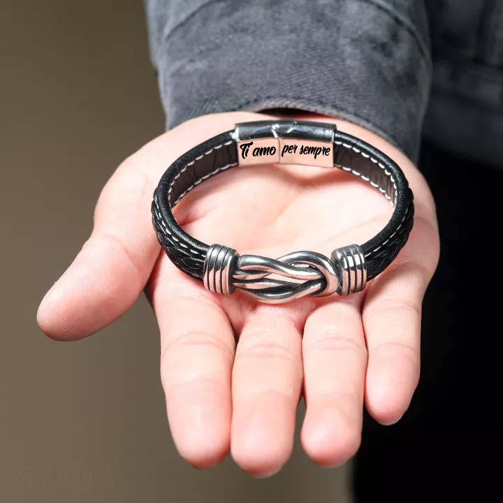 "A Mio Uomo" I Bracciale in Pelle Amore Infinito I