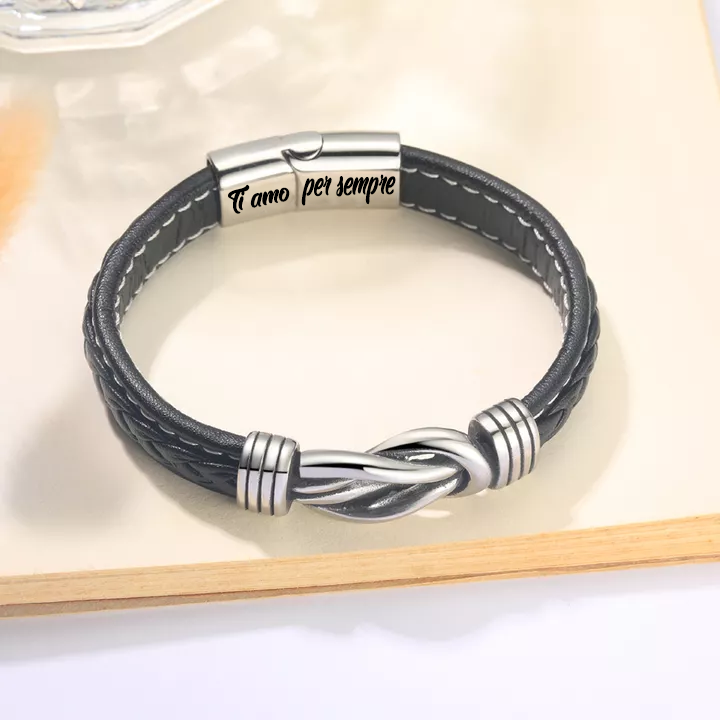 "A Mio Uomo" I Bracciale in Pelle Amore Infinito I