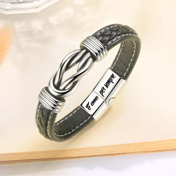 "A Mio Uomo" I Bracciale in Pelle Amore Infinito I