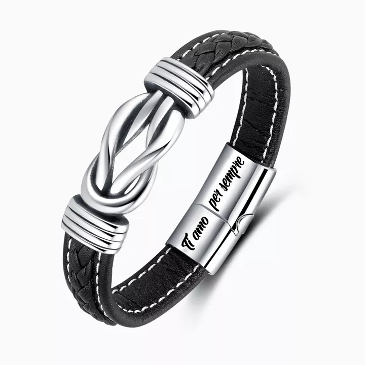"A Mio Uomo" - Bracciale in Pelle Amore Infinito