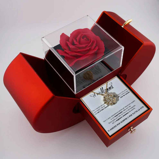 Regalo speciale - Rosa eterna e collana "A mia mamma"