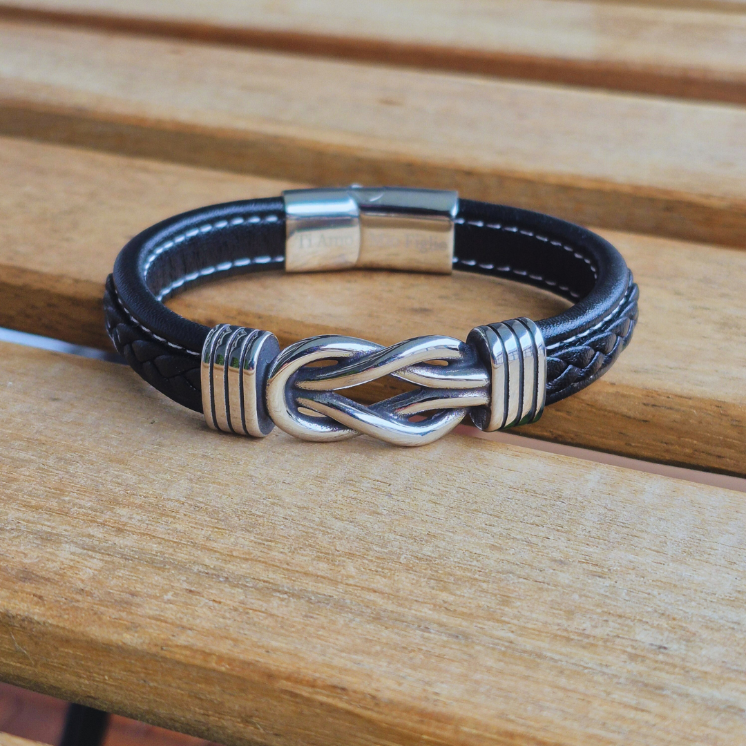 A MIO FIGLIO | PER SEMPRE LEGATI INSIEME | BRACCIALE IN PELLE