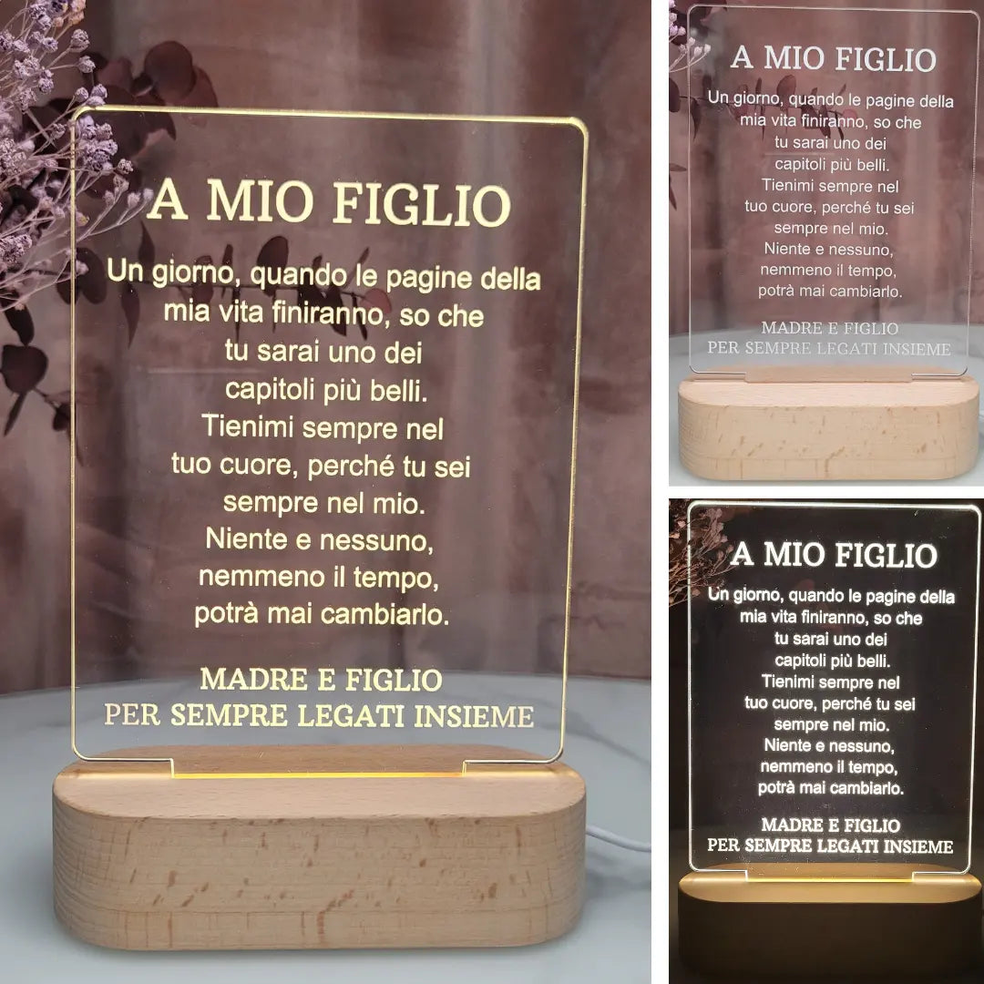 A MIO FIGLIO | PER SEMPRE LEGATI INSIEME | LAMPADA IN ACRILICO