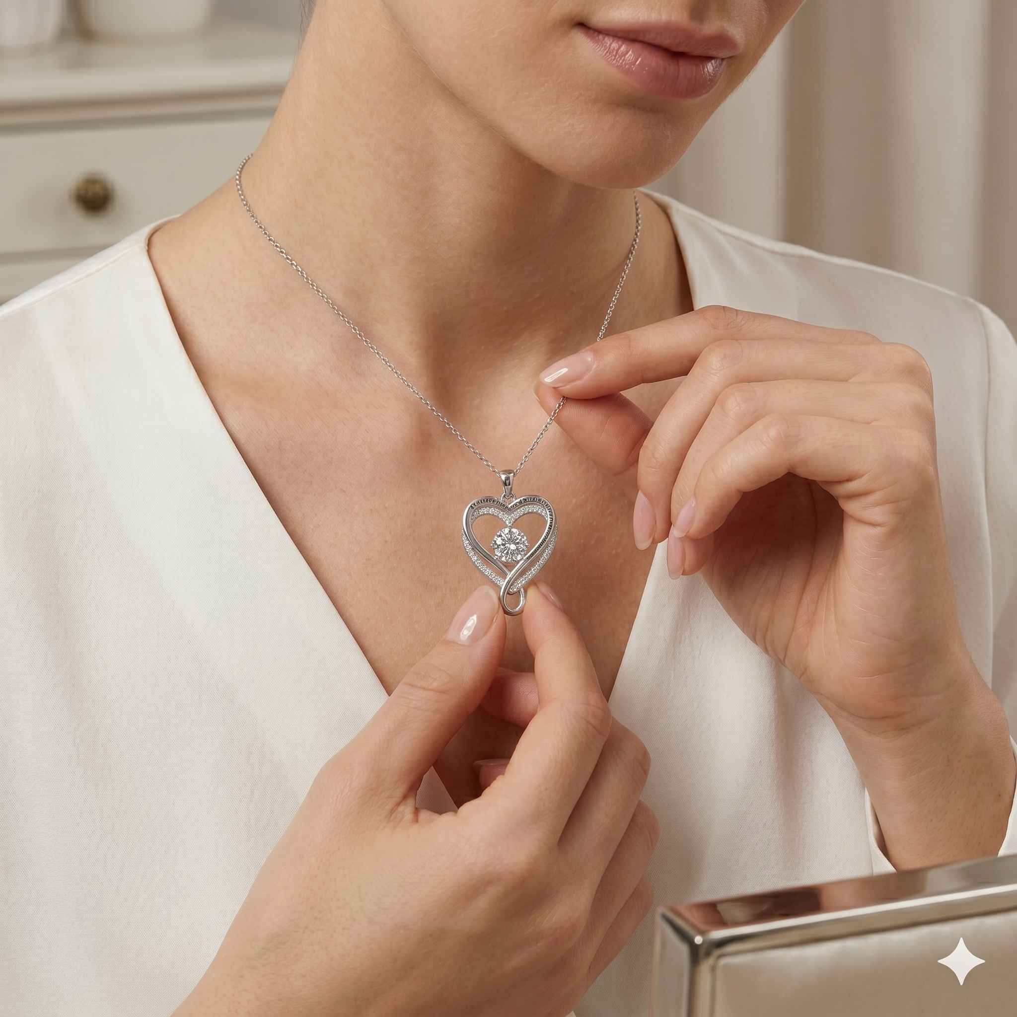 "A Mia Moglie" - Collana Cuore Per Sempre in argento puro