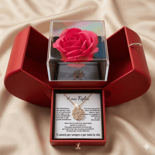 Rosa Eterna & Collana “A Mia Figlia”