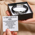 A MIO FIGLIO | PER SEMPRE LEGATI INSIEME | BRACCIALE IN PELLE