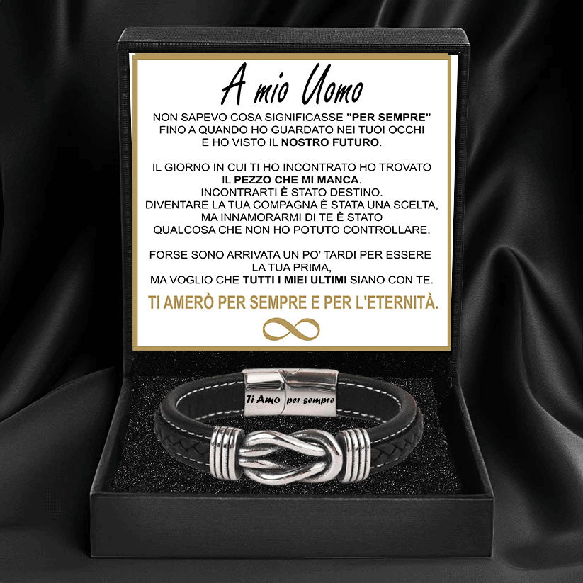 "A Mio Uomo" I Bracciale in Pelle Amore Infinito I